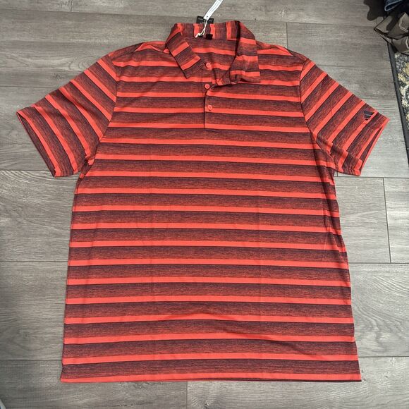 adidas 2 Color Stripe Bright Red Navy Golf Polo Shirt Mens XL IJ0171 SS $60 - Picture 1 of 5